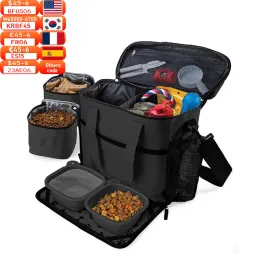 Taschen Outdoor Hunde Organizer Beutel mit Schüssel Set -Fahrtasche Große Multifunktionstaschen Haustier Futter Container Beutel Hunde Rucksack