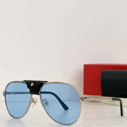 2023 시즌 핫 판매 남성 브랜드 디자이너 여성 조종사를위한 Santos de Sunglasses Cowhide Nose Bridge Metal Wood Mirror Legs UV400 Fashion CT0037 20yi