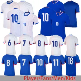 2024 Euro Cup Jersey Mbppe Jerseys de futebol francês Griezmann Pavard Saliba Kante Pavard Maillot Giroud Dembele Kit Kit Momen Men.