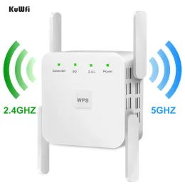 Routers KuWfi 5G WiFi Repeater Wireless Wifi Amplifier Signal Booster 2.4G Router Long Range Extender Internet Amplifier Support Mac Os