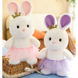 30cm Personalized Easter Bunny Doll Lovely Stuffed Animal Plush Bunnies Long Ears Rabbit Toys with Tutu Dress