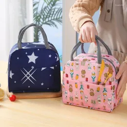 Sacos de armazenamento Bolsa de isolamento térmico funcional almoço de lona portátil para o escritório da caixa de trabalho Food Picnic Women Kids