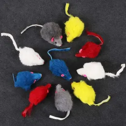 Toys 10pcs niedliche Kaninchenfell gefälschte Mauskatze Play Toys Mini lustige Simulation Mäuse Squeak Rauschen Haustier Lieferungen Kätzchen Welpen -Trainingstools