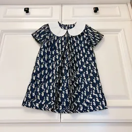 2024 Sommer Neues Kinder Jacquard Letter Air Baby Designer Kleidung kurzärmeliges Kleid modische Babymädchen Falten-Rock kurzärmelige Größe 80-160 cm