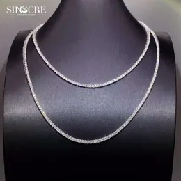 2mm Moisanite Tennis Chain Sinocre Best Company S925 Sterling Moissanite 925 Serling Silver Necklace