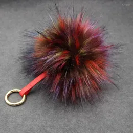 Schlüsselanhänger Große echte Waschbär Pelzbeutel Charme Ring Fluffy Ball llaveros Anhänger Port Keychain Accessoires