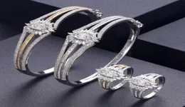 Örhängen halsband ACKING Luxury Unique African Bangle Ring Set Smyckesuppsättningar för kvinnor Bröllop kubik zirkon crystal cz dubai bri985693502