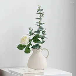 Vaser nordisk blomma vas modern multifunktion keramisk hemdekoration hantverk vita krukor korgträdgårdsskötsel