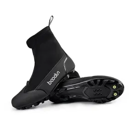 Botas de bicicleta de montanha de inverno Luzes Nylon Botas de ciclismo refletivo à prova de vento