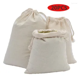 Storage Bags 10/20 Pcs/Lot Stroage Cotton With Drawstring Christmas Gift Package Pouches Home Oragnize Various Size Grocery Sacks