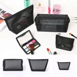 Aufbewahrungsbeutel atmungsaktives schwarzes Netz Make -up Travel Kosmetische Tasche Reißverschluss Waschen Schönheit