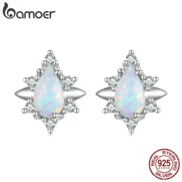 Orecchini BAMOER 925 Orecchini opali a forma di acquerello in argento sterling per donne per le orecchie da stelle