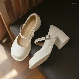 اللباس أحذية سميكة للسيدات 2024 الصيف الأصلي جلود ماري جين أنثى أزياء رجعية سيدة الطالب فتاة