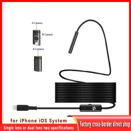 Cameras Noenname_Null Single/Dual Lens Endoscope Camera Sewer Industrial Piping Borescope Car Inspection Endoscopic For Iphone Ipad Ios