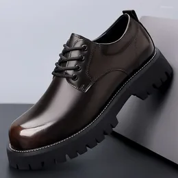 أحذية Waerta Men Korea Leather Platform Oxfords تنزلق على سميك من ذكور ذك