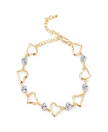 Europe and America Fashion Trendy 18K Yellow Gold Plated CZ Hearts Anklets Chain Link for Girls Women for Wedding Party9901408