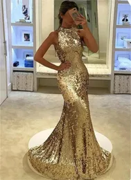 2019 New Elegant Long Gold Sopecinded Promドレスジュエルマーメイドイブニングドレス床の長さ特別機会ガウン安いベスティドD7578887
