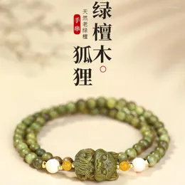 Strand Green Sandalwood Bracelet Prays Plate Plate tocando Agarwood Bead escrevendo Buddha Wooden