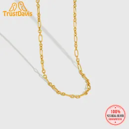 ネックレスTrustDavis Real 925 Sterling Silver Geometric Chain Necklace for women men diyペンダントネックレスアクセサリーデイリージュエリーdz1007