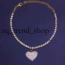 2024 Rhinestone Heart Pengdant Chain 14k Gold Anklets Bracelet الفاخرة على ملحقات الساقين للنساء حفل زفاف الأزياء المجوهرات 38