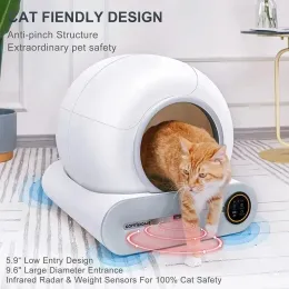 Kontroll Hem App Control Cat Toalett Jonisk deodorant Automatisk djur Smart Litter Box Selfcleaning 65L App Antispatter Pet Supplies