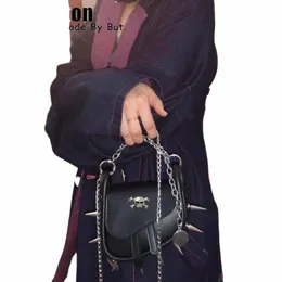 Y2K GIRL VINTAGE HARAJUKU Punk Women's Small Phe Bag Rivet Spike E Shoulder Pu Handbag Tote Crossbody Gothic Lolita Bags W8WB#