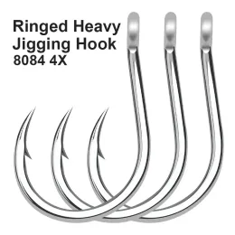 Accessoires Teaser 10pcs 8084 4x hohe Kohlenstoffstahlkurve Shank Stachelfischhäute Jigging Hooks Kreis Karpfenäcken Angelhaken Zubehör