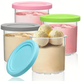 Strumenti 2/4 pezzi di gelato pinte per ninja per NC299am Serie C300S Serie riutilizzabili per lo stoccaggio di yogurt di yogurt jar con coperchio sigillante a prova di