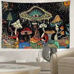 Tapetes olhos coloridos de cogumelo florestas de tapeçaria parede pendurada hippie tapiz fantasia abstract arte quarto quarto decoração de casa