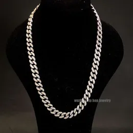 Icy Moissanite Cuban Hiphop Chain 10mm Box Clasp Real S925 Silver Double Rows Ideal Cut Gra Moissanite Cuban Necklace