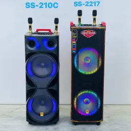 Alto -falantes duplos 12 polegadas poderosas carrinhos bluetooth camping party box square dança coluna de graves pesados caga de som subwoofer fm