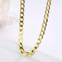 Halsband 45cm80cm 4mm Slim 925 Sterling Silver w/ Gold Color Curb Chain Link Halsband Män smycken Hiphop Collares Kolye Collier Ketting