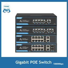 Controllo Switch Poe Gigabit 1000Mbps Ethernet Gigabit Switch Smart Smart Plug e riproduci 5 8 6 10 Switch porta per la fotocamera IP/router WiFi