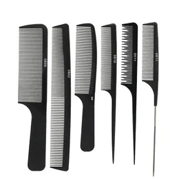12 Stil Friseur Kamm Barber Shop Haircut Combs Schwarz Dicht Zahn Kohlefaser Haarbürste Pro Style-Werkzeuge Tipp-Tail-Kamm