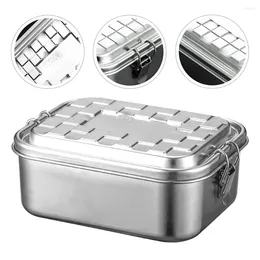 Geschirr geteiltes Lunchbox Haushalt Container Metall Picknick -Aufbewahrung Lunchbox Griff 304 Edelstahl tragbar