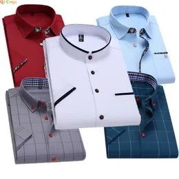2023 Summer Men Short Sleeve Shirt Stand Oxford Fashion Causal Dress Business Male Shirts Man Brand Clothes Camisachemise 240418