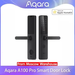 Controle aqara A100 Pro Smart Door Lock ZigBee Bluetooth 5.0 Apple Homekey Desbloquear impressão digital Trabalho com Homekit Aqara Home