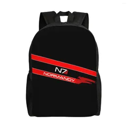 Рюкзак Нормандия Видеоигра N7 для мужчин Женщины Водостойкие школьные колледжи Mass Effect Alliance Alliance военный пакет печати книжную сумку