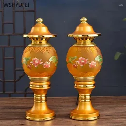 Candle Holders 2pcs Simulated Candlestick Glass Lotus Buddhism Auspiciousness Ensuring Safety Home Decoration