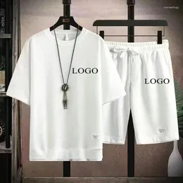 Tracce da uomo il tuo marchio di design logo/immagine personalizzato personalizzato ovunque da uomo donna fai -da -te waffle corta manica