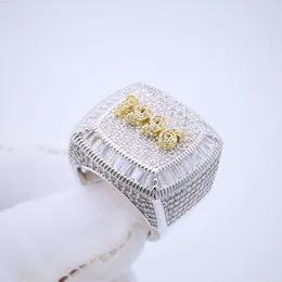 Luksusowe Hip Hop Gold Letter Pierścienie dla mężczyzn Mode Out 925 Srebrny Moissanite Ring Men Custom Wholesale