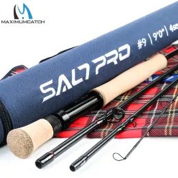 Accessoires Maximumcatch Saltpro Salzwasserfliegenstange Schnelle Aktion 30T+40T SK CARBO Fly Fishing Stab mit Cordura -Röhre 8/9/10 WT 9ft 4sec