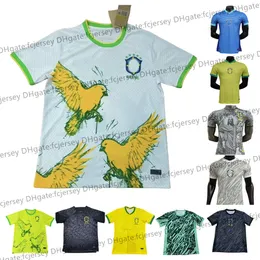 Brasils 24 25 Copa America Cup Soccer Jerseys Camiseta de Futbol Paqueta Raphinha Camisa de futebol Maillot Quinhos Vini Jr Brasil Richarlison Men Fãs Versão