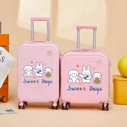 Gepäckkindergepäck niedliche Cartoon Abs+PC Kinder Trolley Passwort Reisekoffer auf Rädern Leichtes Reißverschluss Rolling Gepäck Hülle