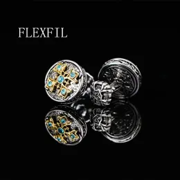 Links FLEXFIL Luxury shirt cufflinks for men's Brand cuff buttons cuff links gemelos High Quality round wedding abotoaduras Jewelry