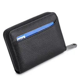 محافظ بطاقة هوية VIP Walet Genuine Leather Bank ائتمان بطاقة RFID محفظة الرجال والنساء نحيف صغير تغيير مفاتيح العملة.