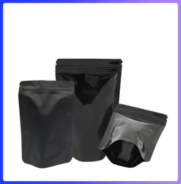 100pcslot Black Reißverschluss -Paket Aluminiumfolie Aufbewahrungstaschen Stehend Reißverschlussbeutel Buchstuch und Schokoladenverpackung PO3205680