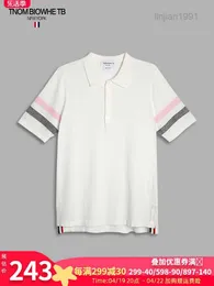 Tnom Biohe Tb Short Sleeved Polo Shirt For Mens Summer Ny dubbel ärm Röd vit blå tunn stickad krage t-shirt