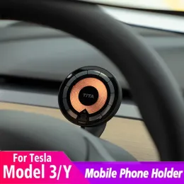 Cars Magnetic Wireless Charger For Tesla Model 3 Model Y Car Phone Mount Adsorbable For iPhone For xiaomi Car Smart Phone Holder Mast