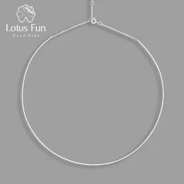 Necklaces Lotus Fun 18K Gold Minimalism Cool Necklace Chain Real 925 Sterling Silver Handmade Fine Jewelry for Women Collier Acessorios